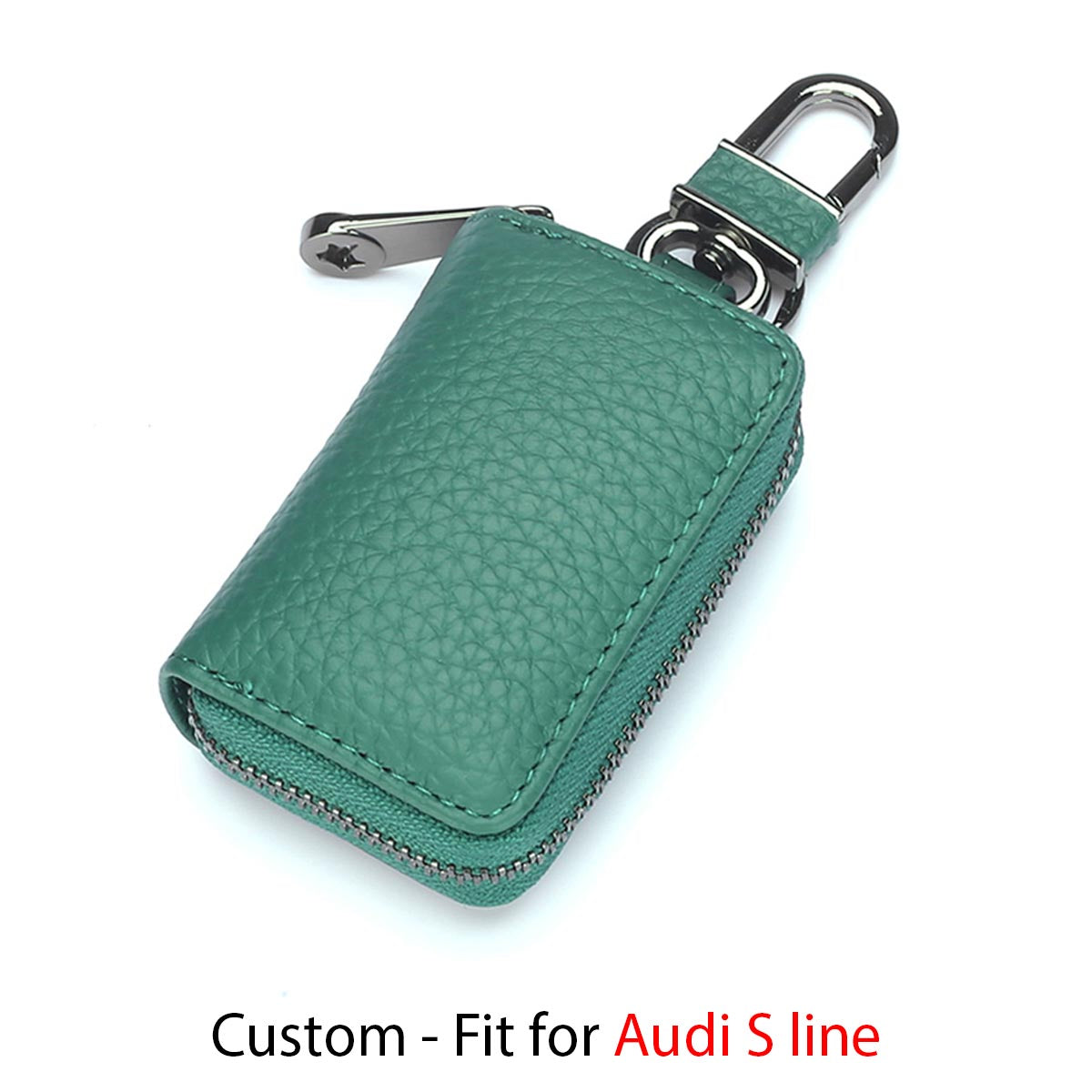 Car Key Cover, Custom For Your Cars, Genuine Leather Car Smart Key Chain Coin Holder Metal Hook and Keyring Wallet Zipper Bag, Car Accessories LM13989