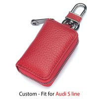 Thumbnail for Car Key Cover, Custom For Your Cars, Genuine Leather Car Smart Key Chain Coin Holder Metal Hook and Keyring Wallet Zipper Bag, Car Accessories LM13989