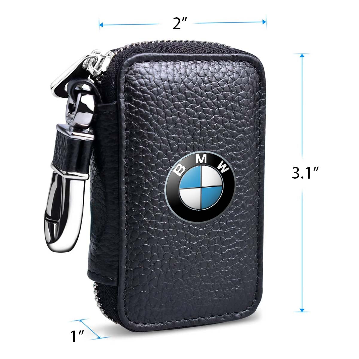 Car Key Cover, Custom For Your Cars, Genuine Leather Car Smart Key Chain Coin Holder Metal Hook and Keyring Wallet Zipper Bag, Car Accessories KX13989