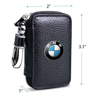 Thumbnail for Car Key Cover, Custom For Your Cars, Genuine Leather Car Smart Key Chain Coin Holder Metal Hook and Keyring Wallet Zipper Bag, Car Accessories KX13989
