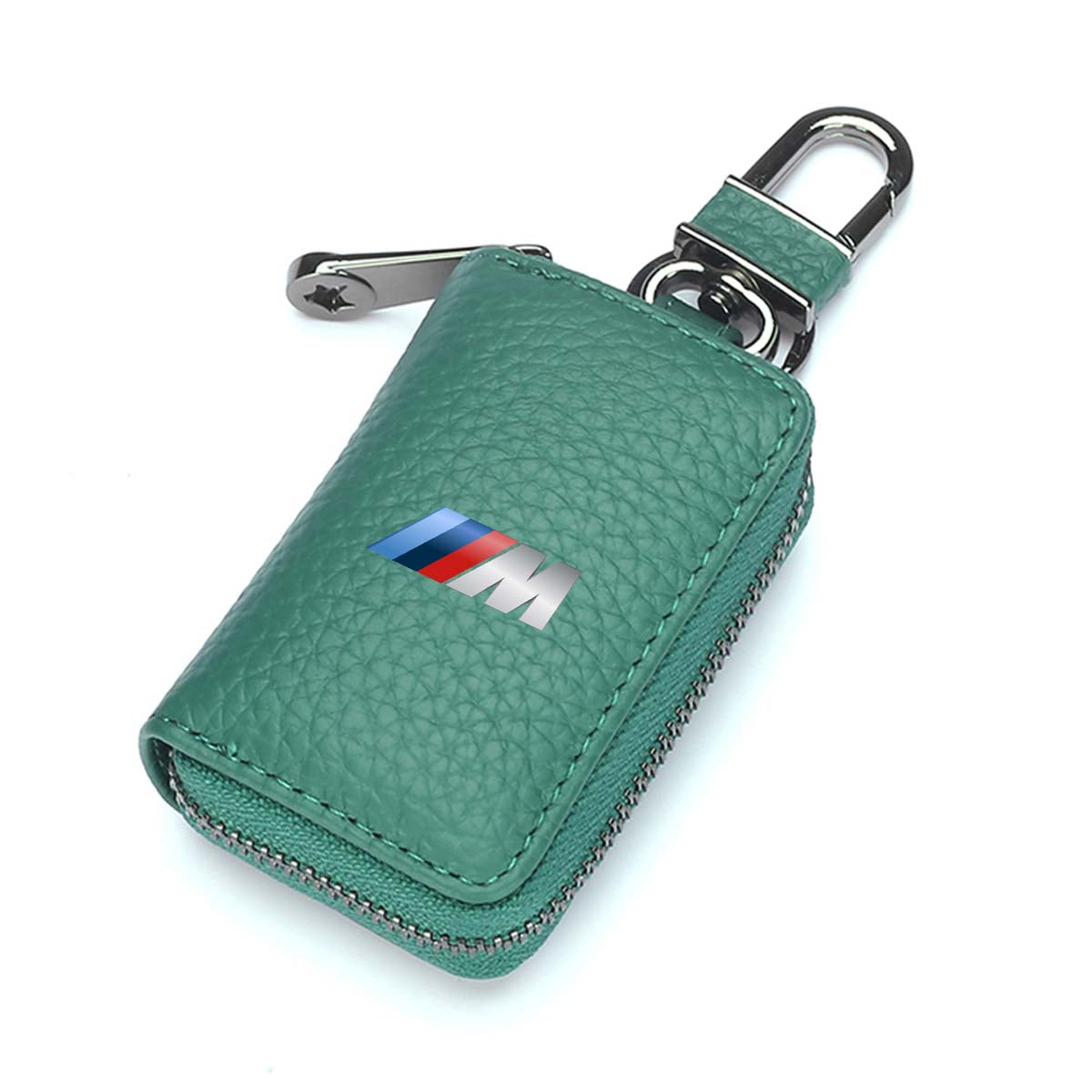 Car Key Cover, Custom For Your Cars, Genuine Leather Car Smart Key Chain Coin Holder Metal Hook and Keyring Wallet Zipper Bag, Car Accessories KO13989
