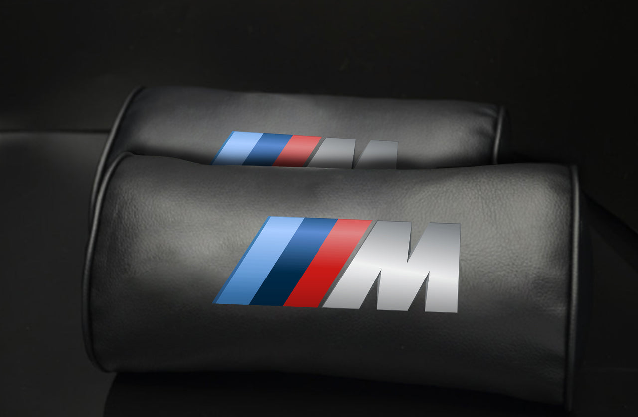 BMW M POWER LOGO Two Car Auto Seat Head Neck Rest Cushion Headrest  embroidered Pillow