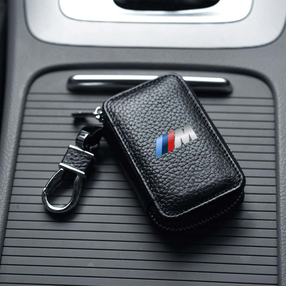Car Key Cover, Custom For Your Cars, Genuine Leather Car Smart Key Chain Coin Holder Metal Hook and Keyring Wallet Zipper Bag, Car Accessories KO13989