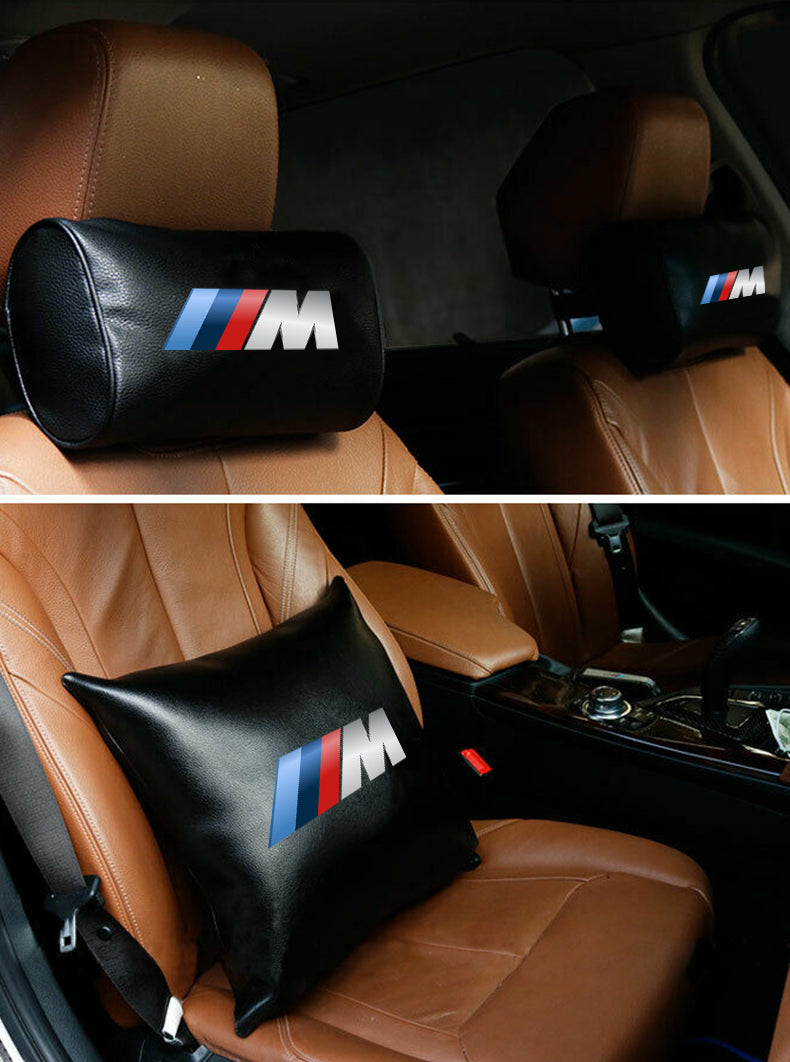 2 Pack For BMW Car Seat Pillow Neck Rest Headrest Comfortable Cushion Pad  with Car Logo Pattern Pillow Car Accessories 
