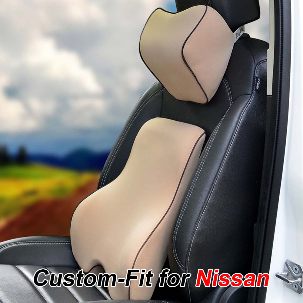 Lumbar Support Cushion for Car and Headrest Neck Pillow Kit, Custom For Your Cars, Ergonomically Design for Car Seat, Car Accessories NS13983