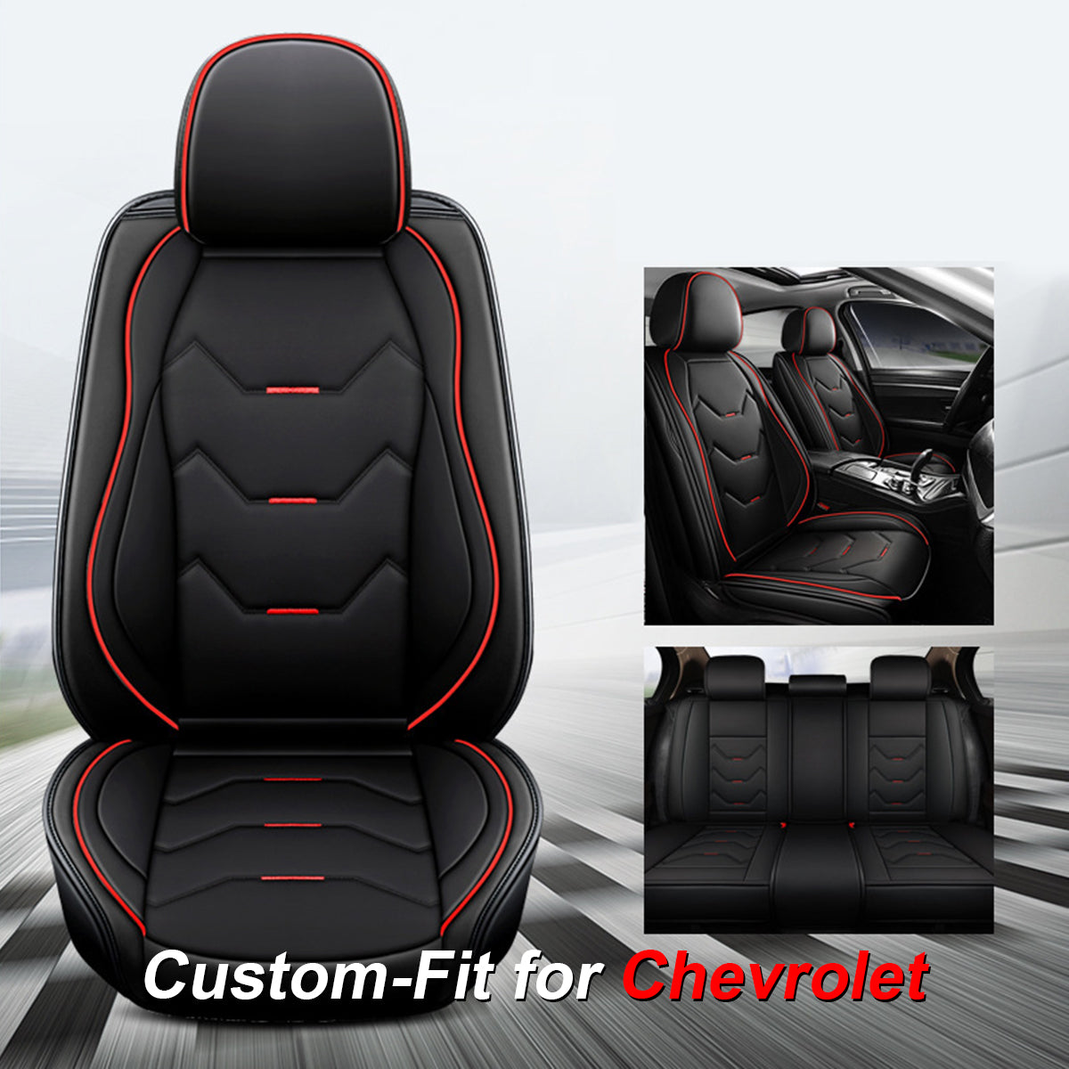 2 Leather Car Seat Covers 5 Seats Full Set, Custom for Fit Sedan SUV Truck Vans Leatherette Automotive Seat Cushion Protector Universal Fit