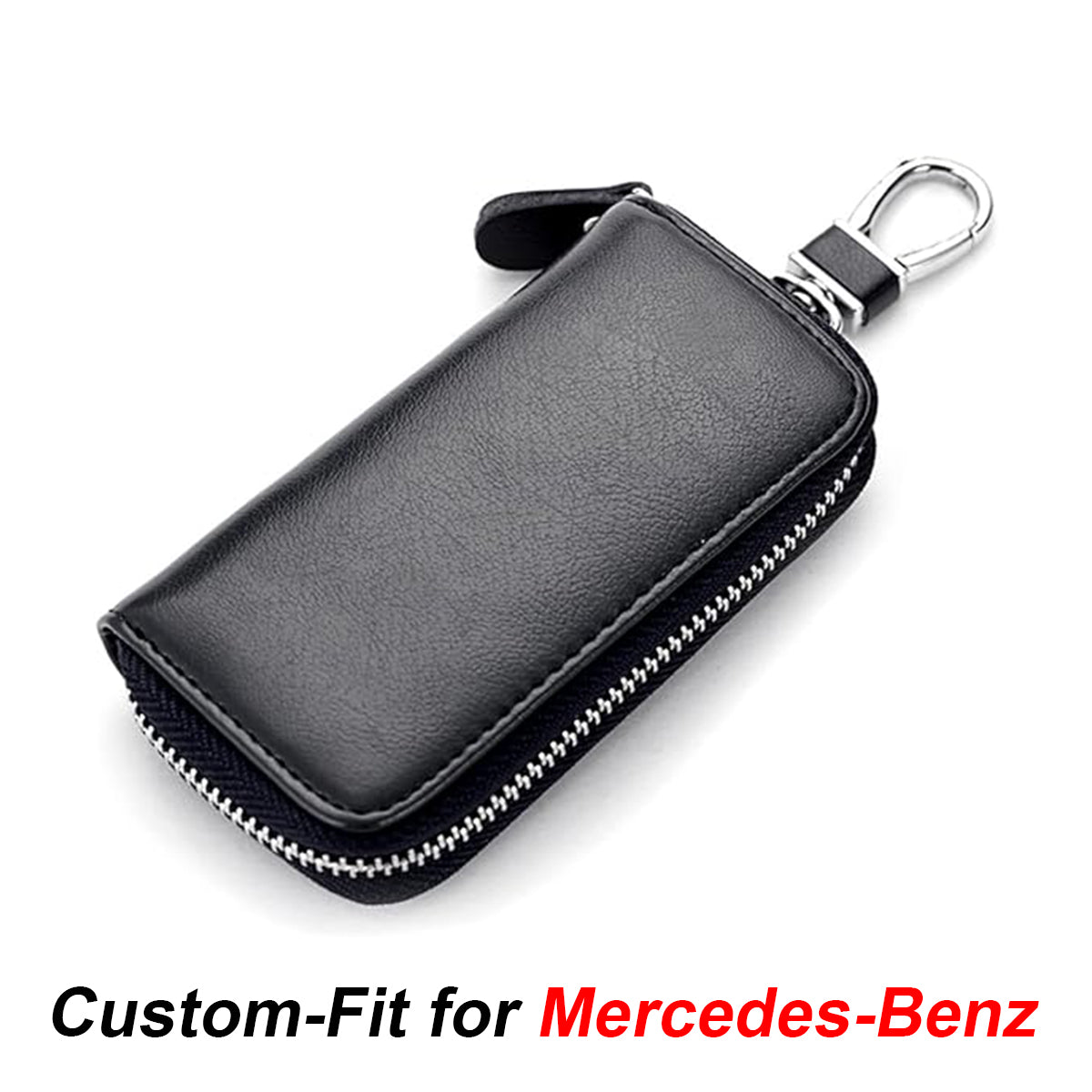 Car Key Cover, Custom For Your Cars, Genuine Leather Car Smart Key Chain Coin Holder Metal Hook and Keyring Wallet Zipper Bag, Car Accessories MB13989