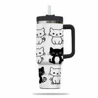 Thumbnail for Cute Cat Tumbler 40oz With Handle, Cat Pattern 40oz Tumbler, Cat Lover Tumbler 40oz, Stainless Steel Tumbler, Insulated Tumbler 04