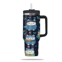Thumbnail for Cute Cat Tumbler 40oz With Handle, Cat Pattern 40oz Tumbler, Cat Lover Tumbler 40oz, Stainless Steel Tumbler, Insulated Tumbler 08