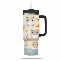 Thumbnail for Cute Cat Tumbler 40oz With Handle, Cat Pattern 40oz Tumbler, Cat Lover Tumbler 40oz, Stainless Steel Tumbler, Insulated Tumbler 03