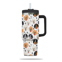 Thumbnail for Cute Poodle Tumbler 40oz With Handle, Poodle Pattern 40oz Tumbler, Dog Paw Photo Tumbler with Straw, Dog Lover Tumbler, Stainless Steel Tumbler, Insulated Tumbler 02