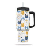 Thumbnail for Cute Cat Tumbler 40oz With Handle, Cat Pattern 40oz Tumbler, Cat Lover Tumbler 40oz, Stainless Steel Tumbler, Insulated Tumbler 17