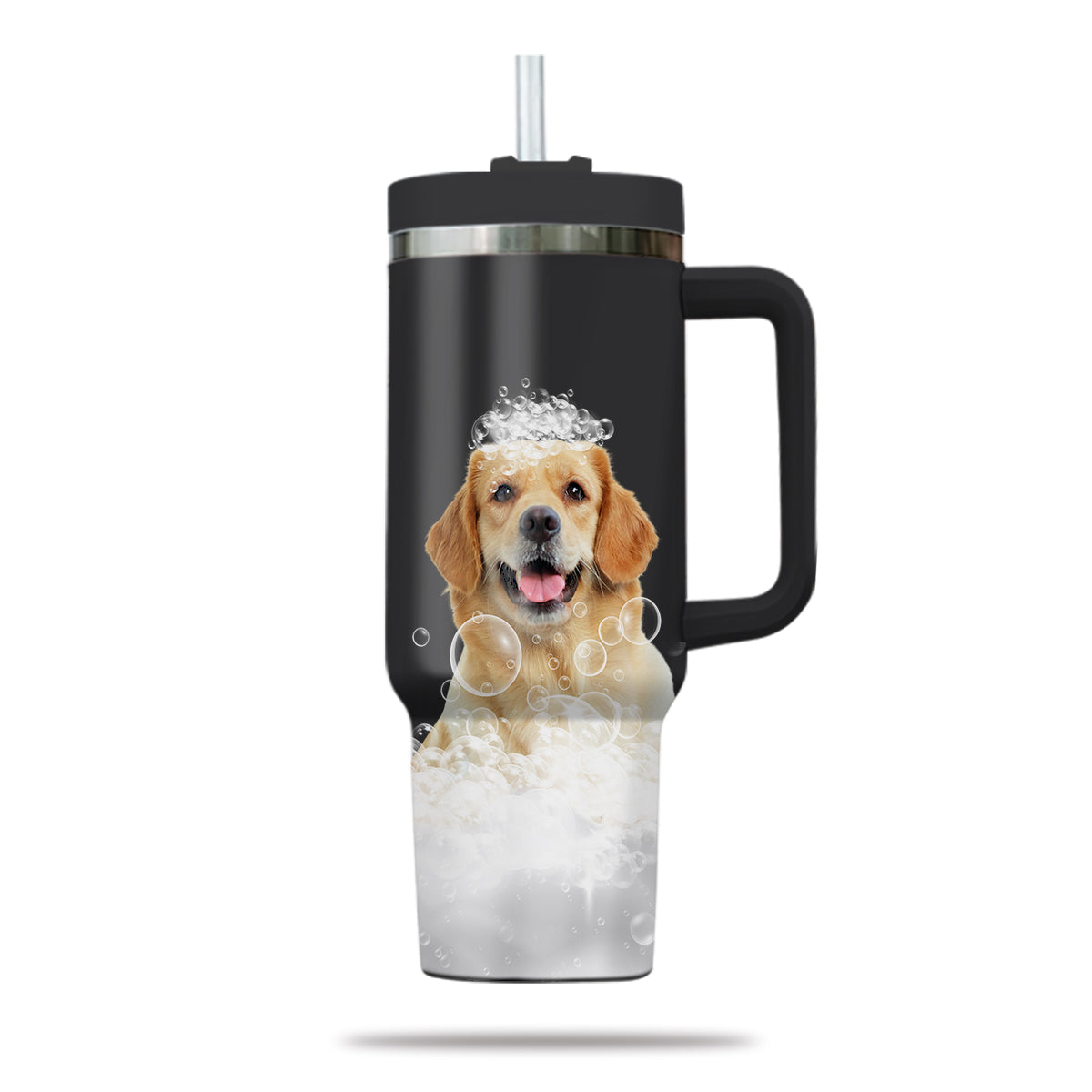 Custom Pet Portrait Photo Tumbler 40oz With Handle, Animal in Tub, Funny Bathroom Art, Dog In Bathtub Print, Puppies Tumbler with Straw, Dog Lover Tumbler, Stainless Steel Tumbler, Insulated Tumbler 19