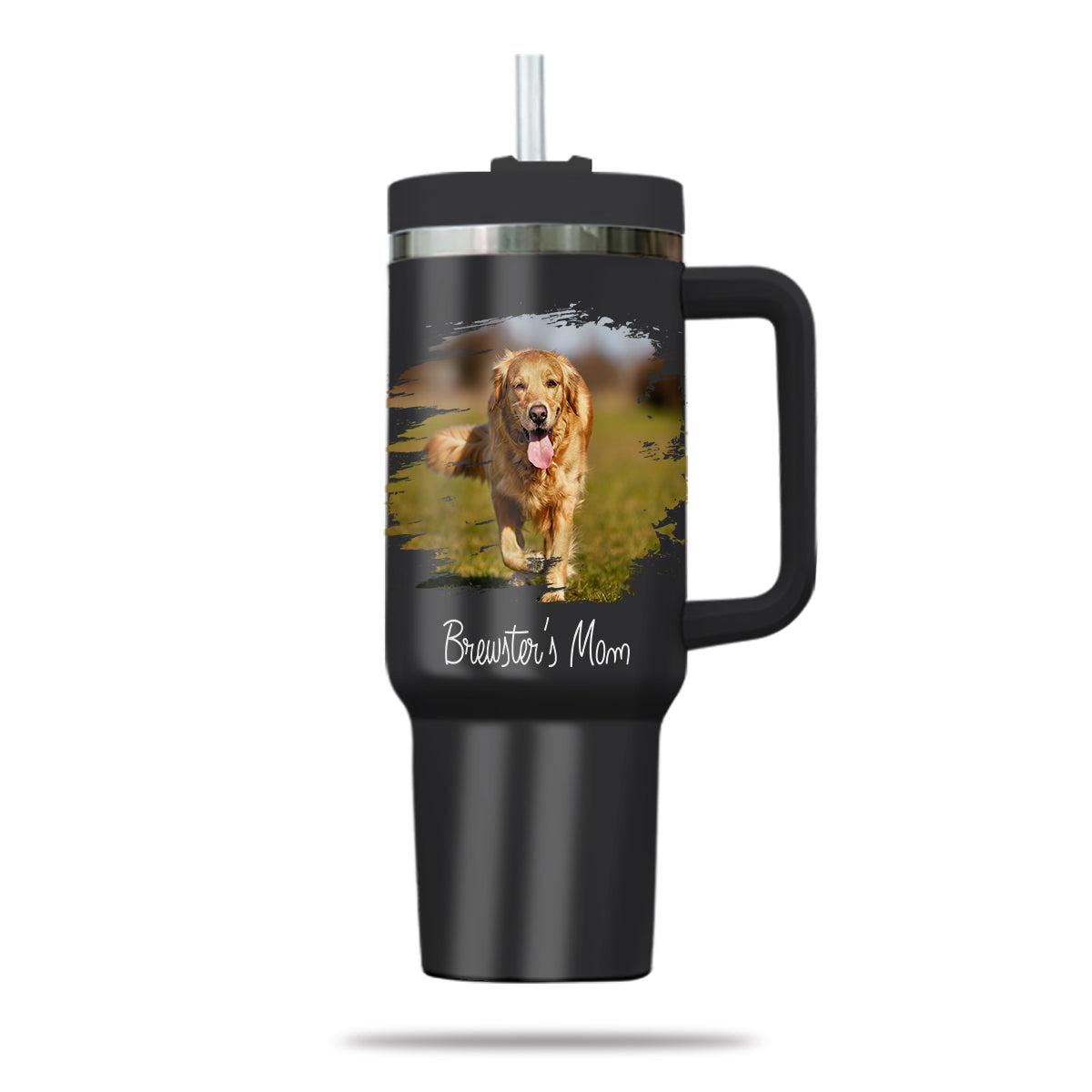 Custom Pet Photo Tumbler 40oz With Handle, Dog Photo Tumbler, Puppies Tumbler with Straw, Dog Lover Tumbler, Favorite Pet Tumbler, Stainless Steel Tumbler, Insulated Tumbler, Pet Photo Gift with Custom Pet Image 02