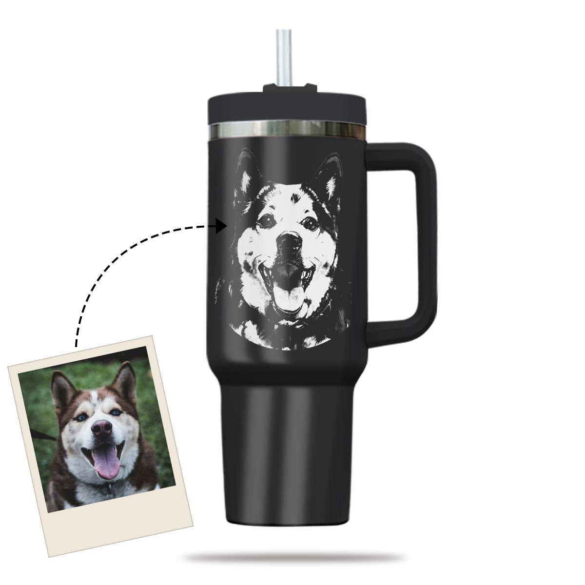 Custom Pet Photo Tumbler 40oz With Handle, Dog Photo Tumbler, Puppies Tumbler with Straw, Dog Lover Tumbler, Favorite Pet Tumbler, Stainless Steel Tumbler, Insulated Tumbler, Pet Photo Gift with Custom Pet Image 08