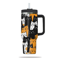 Thumbnail for Cute Cat Tumbler 40oz With Handle, Cat Pattern 40oz Tumbler, Cat Lover Tumbler 40oz, Stainless Steel Tumbler, Insulated Tumbler 28