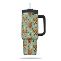 Thumbnail for Cute Pitbull Tumbler 40oz With Handle, Pitbull Pattern 40oz Tumbler, Dog Paw Photo Tumbler with Straw, Dog Lover Tumbler, Stainless Steel Tumbler, Insulated Tumbler