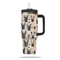 Thumbnail for Cute French Bulldog Tumbler 40oz With Handle, French Bulldog Pattern 40oz Tumbler, Dog Paw Photo Tumbler with Straw, Dog Lover Tumbler, Stainless Steel Tumbler, Insulated Tumbler 01