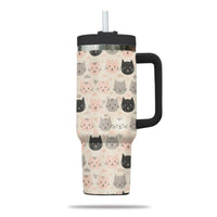 Thumbnail for Cute Cat Tumbler 40oz With Handle, Cat Pattern 40oz Tumbler, Cat Lover Tumbler 40oz, Stainless Steel Tumbler, Insulated Tumbler 11