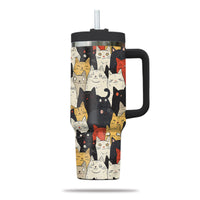 Thumbnail for Cute Cat Tumbler 40oz With Handle, Cat Pattern 40oz Tumbler, Cat Lover Tumbler 40oz, Stainless Steel Tumbler, Insulated Tumbler 21