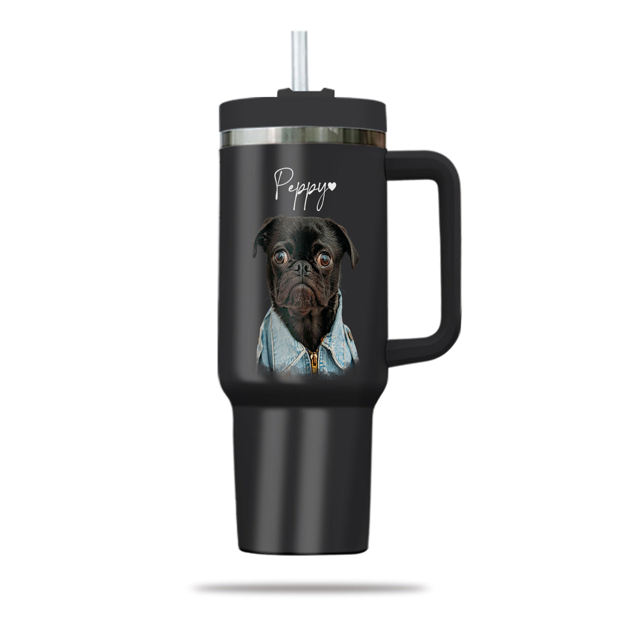 Custom Pet Photo Tumbler 40oz With Handle, Dog Photo Tumbler, Puppies Tumbler with Straw, Dog Lover Tumbler, Favorite Pet Tumbler, Stainless Steel Tumbler, Insulated Tumbler, Pet Photo Gift with Custom Pet Image 03