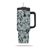 Thumbnail for Cute French Bulldog Tumbler 40oz With Handle, French Bulldog Pattern 40oz Tumbler, Dog Paw Photo Tumbler with Straw, Dog Lover Tumbler, Stainless Steel Tumbler, Insulated Tumbler 02