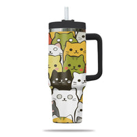 Thumbnail for Cute Cat Tumbler 40oz With Handle, Cat Pattern 40oz Tumbler, Cat Lover Tumbler 40oz, Stainless Steel Tumbler, Insulated Tumbler 25