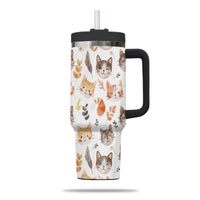 Thumbnail for Cute Cat Tumbler 40oz With Handle, Cat Pattern 40oz Tumbler, Cat Lover Tumbler 40oz, Stainless Steel Tumbler, Insulated Tumbler 15