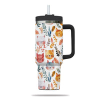 Thumbnail for Cute Cat Tumbler 40oz With Handle, Cat Pattern 40oz Tumbler, Cat Lover Tumbler 40oz, Stainless Steel Tumbler, Insulated Tumbler 12