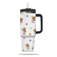 Thumbnail for Custom Pet Photo Tumbler 40oz With Handle, Just A Girl Who Loves Dogs: Personalized Cute Dog Gifts for Dog Mom, Pets, Paw Prints , Puppies Tumbler with Straw, Dog Lover Tumbler, Favorite Pet Tumbler, Stainless Steel Tumbler, Insulated Tumbler 09