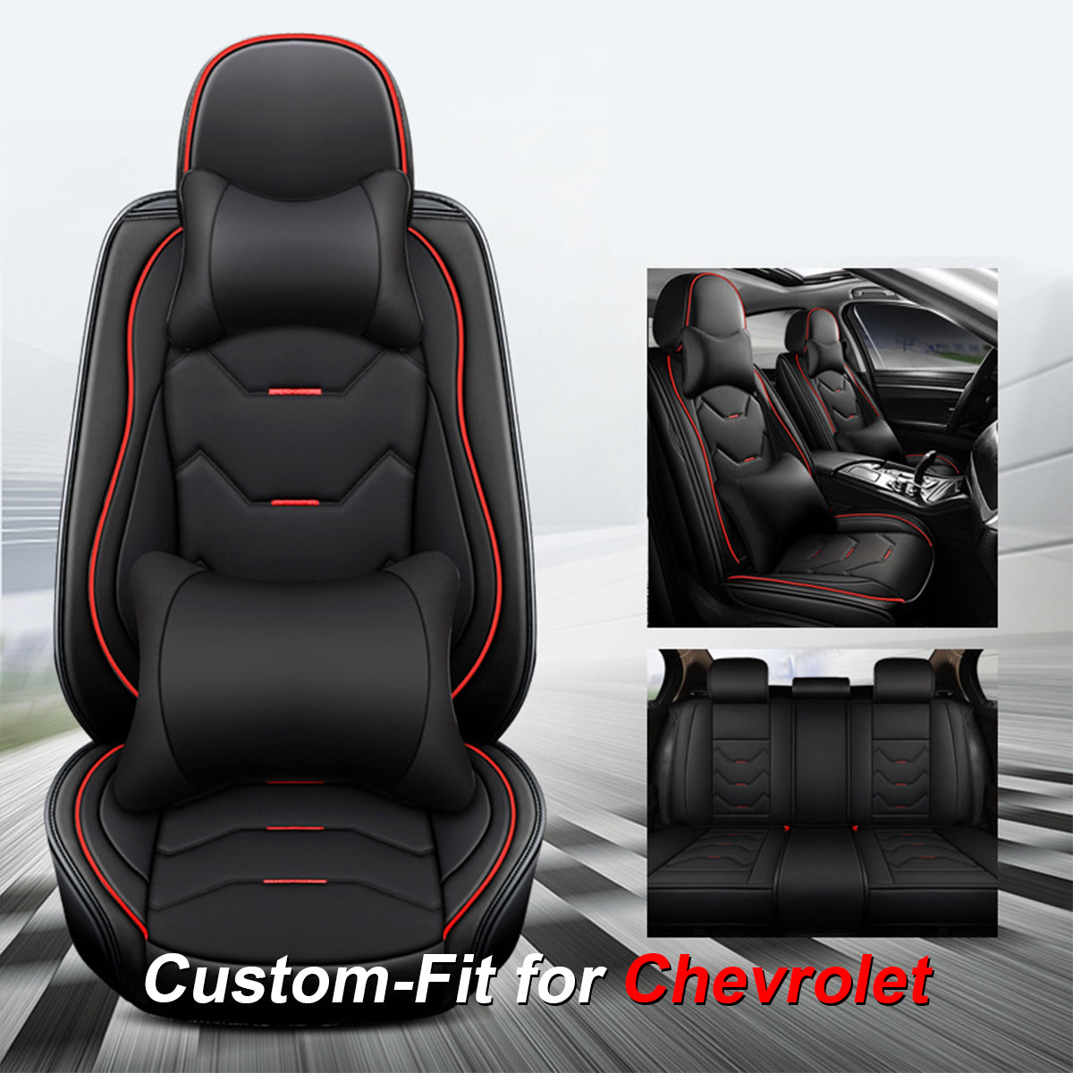 2 Leather Car Seat Covers 5 Seats Full Set, Custom for Fit Sedan SUV Truck Vans Leatherette Automotive Seat Cushion Protector Universal Fit