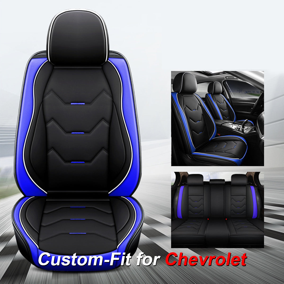 2 Leather Car Seat Covers 5 Seats Full Set, Custom for Fit Sedan SUV Truck Vans Leatherette Automotive Seat Cushion Protector Universal Fit