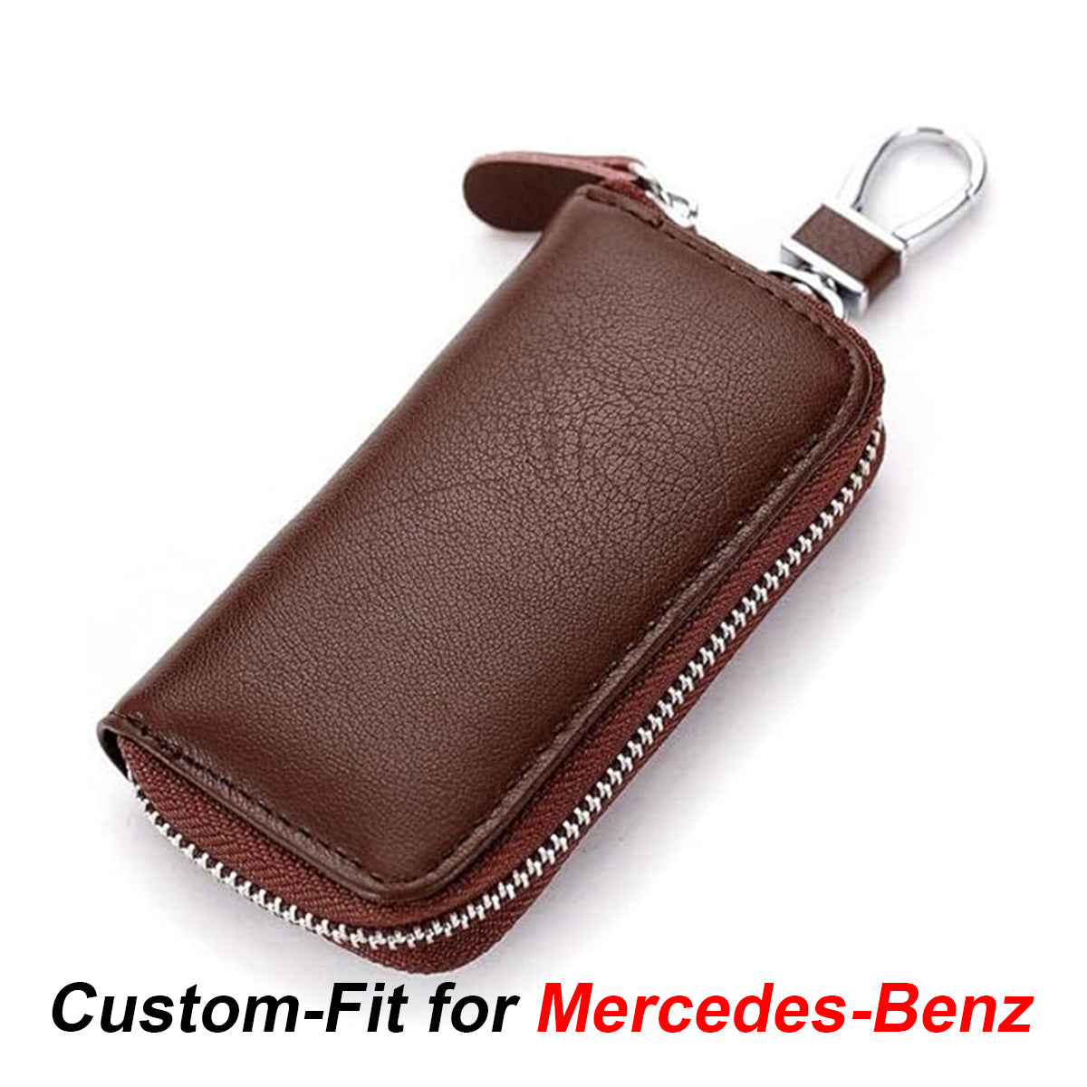 Car Key Cover, Custom For Your Cars, Genuine Leather Car Smart Key Chain Coin Holder Metal Hook and Keyring Wallet Zipper Bag, Car Accessories MB13989