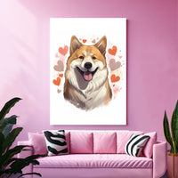 Thumbnail for Cute Valentine Puppy Heart, Valentine Dog Canvas Print, Cute Akita Love Canvas Wall Art, Valentine's Dog Painting, Valentine's Canvas, Pet Lover, Valentines Gift