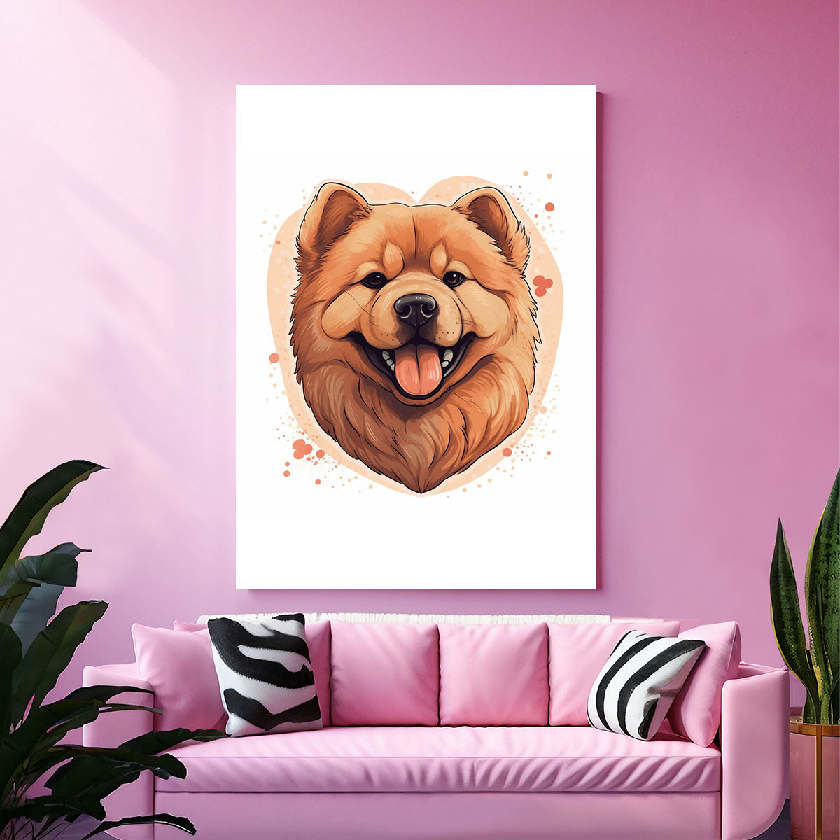 Cute Valentine Puppy Heart, Valentine Dog Canvas Print, Cute Chow Chow Love Canvas Wall Art, Valentine's Dog Painting, Valentine's Canvas, Pet Lover, Valentines Gift