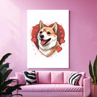 Thumbnail for Cute Valentine Puppy Heart, Valentine Dog Canvas Print, Cute Shiba Love Canvas Wall Art, Valentine's Dog Painting, Valentine's Canvas, Pet Lover, Valentines Gift