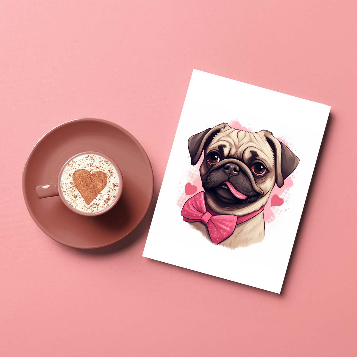 Cute Valentine Puppy Heart, Valentine Dog Canvas Print, Cute Pug Love Canvas Wall Art, Valentine's Dog Painting, Valentine's Canvas, Pet Lover, Valentines Gift