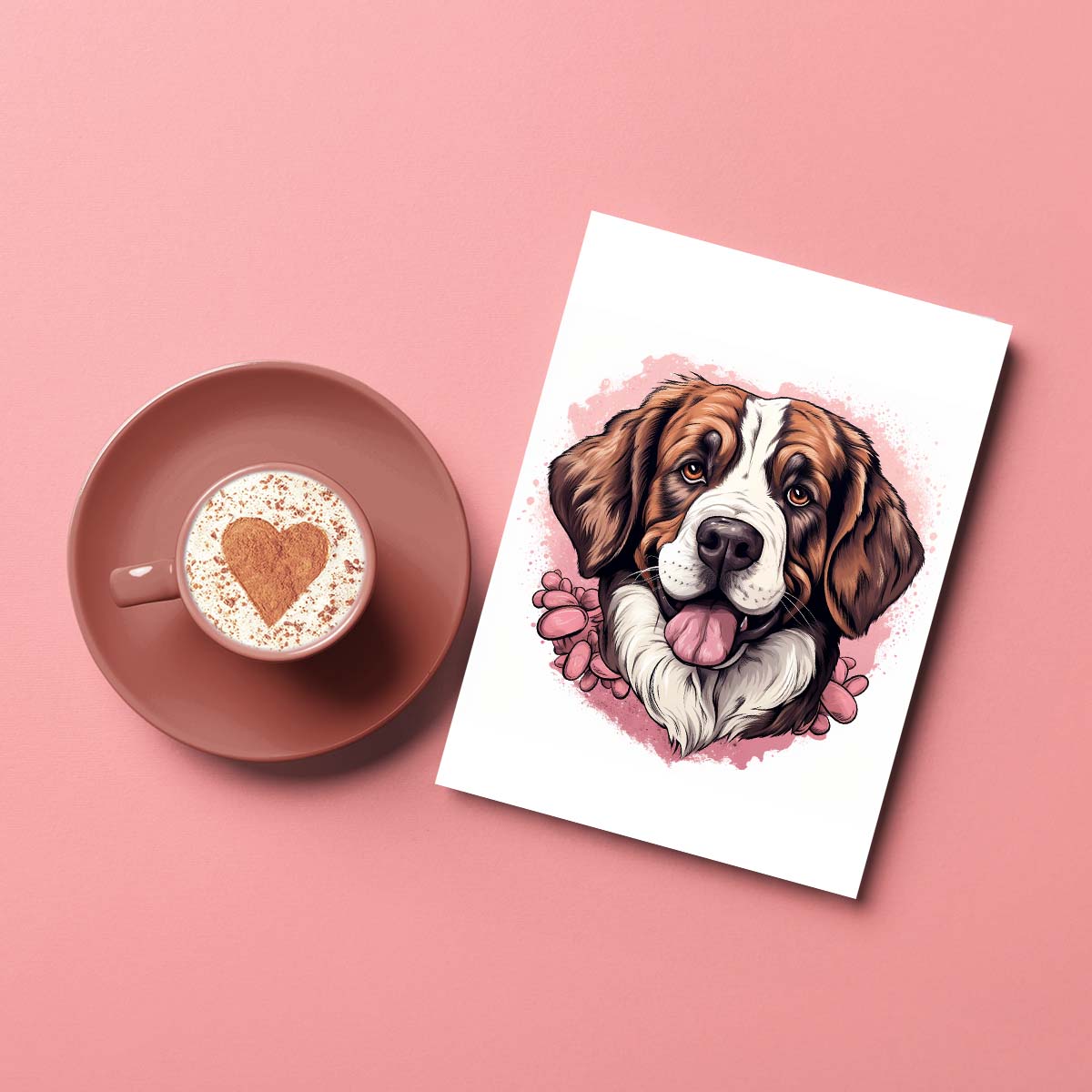 Cute Valentine Puppy Heart, Valentine Dog Canvas Print, Cute St.Bernard  Love Canvas Wall Art, Valentine's Dog Painting, Valentine's Canvas, Pet Lover, Valentines Gift