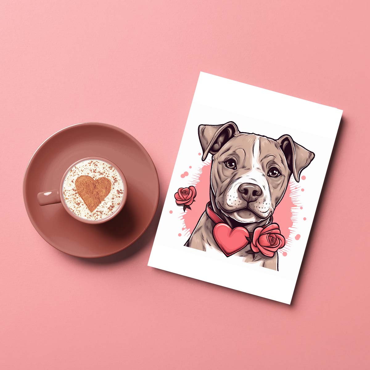 Cute Valentine Puppy Heart, Valentine Dog Canvas Print, Cute Pit Pull  Love Canvas Wall Art, Valentine's Dog Painting, Valentine's Canvas, Pet Lover, Valentines Gift
