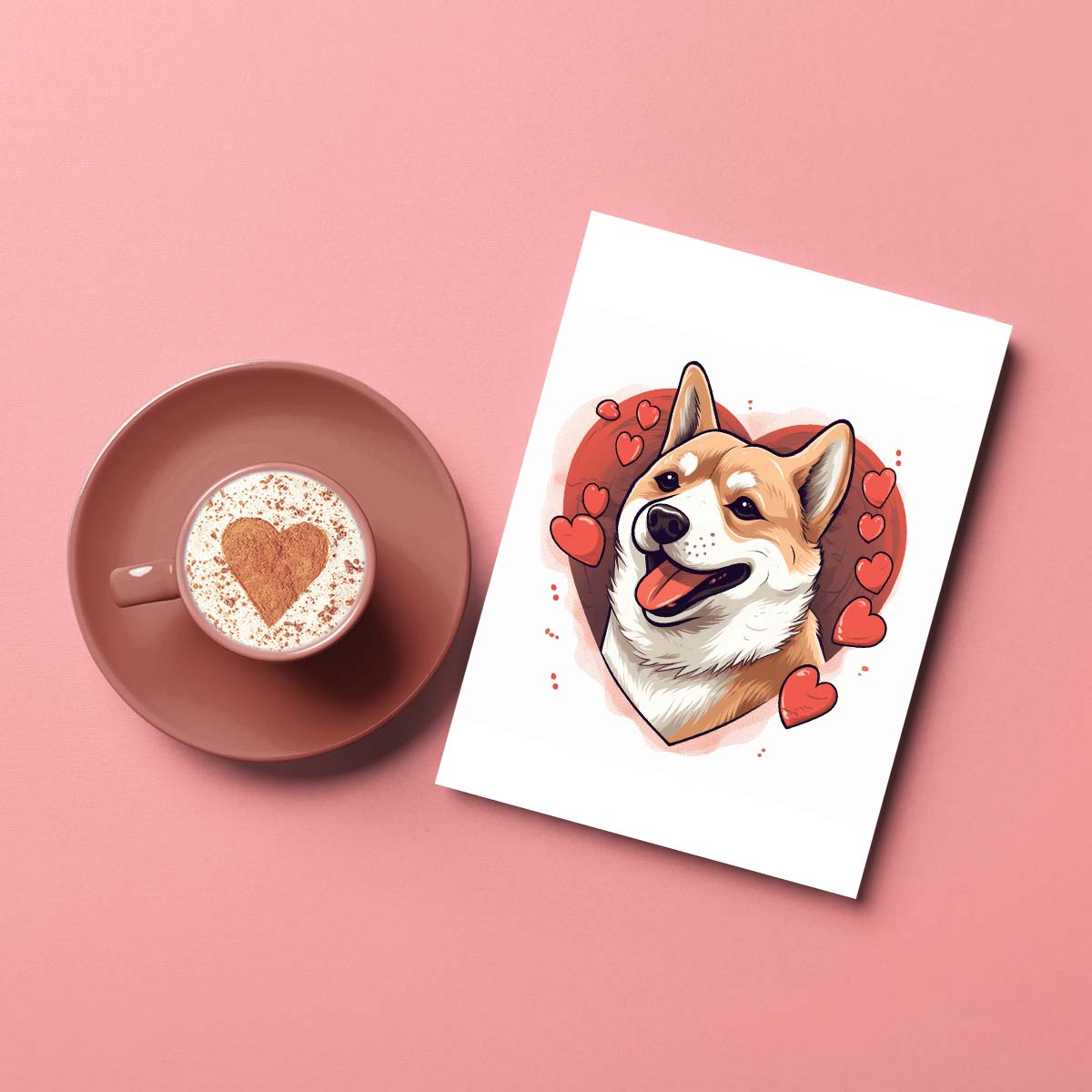 Cute Valentine Puppy Heart, Valentine Dog Canvas Print, Cute Shiba Love Canvas Wall Art, Valentine's Dog Painting, Valentine's Canvas, Pet Lover, Valentines Gift