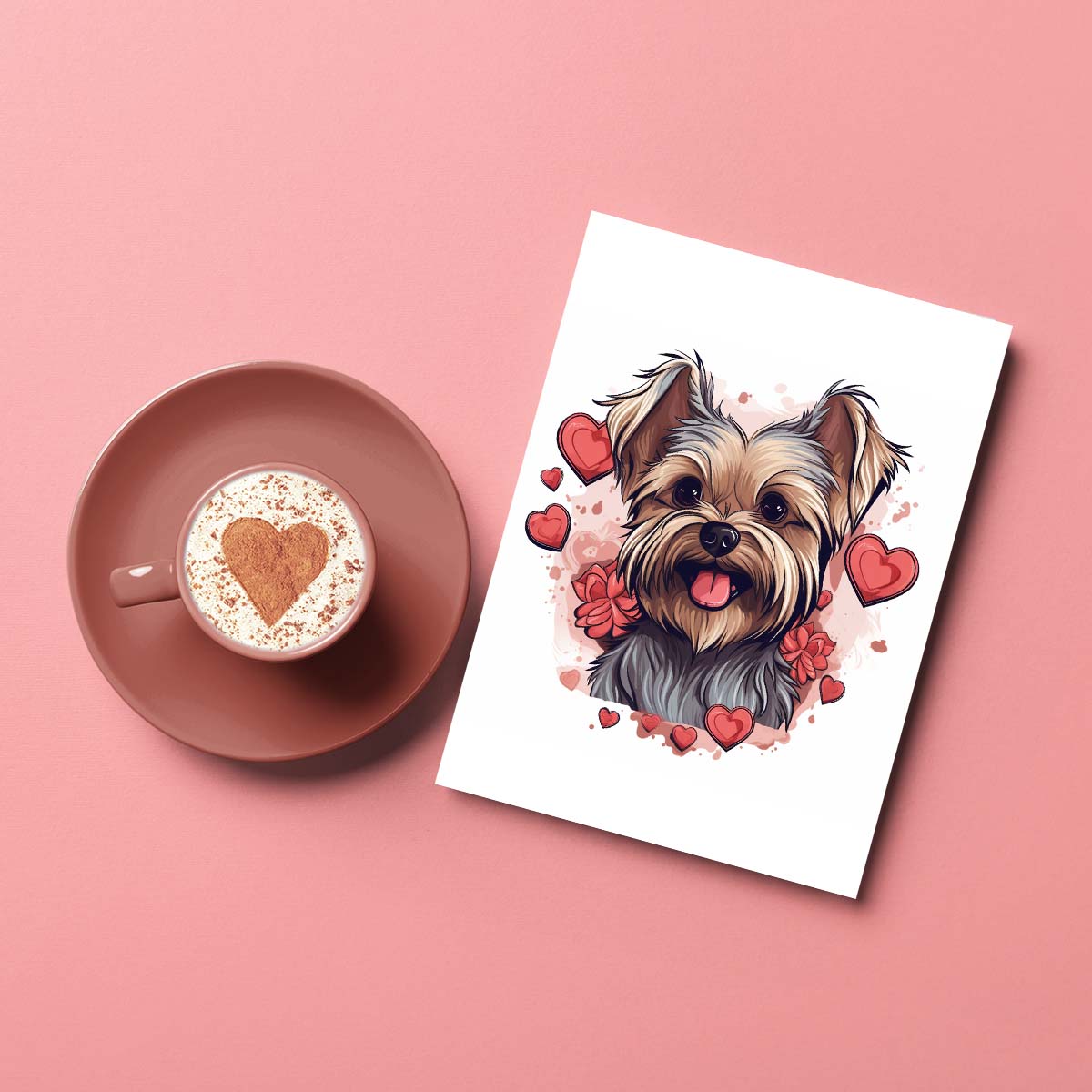 Cute Valentine Puppy Heart, Valentine Dog Canvas Print, Cute Yorkshire Love Canvas Wall Art, Valentine's Dog Painting, Valentine's Canvas, Pet Lover, Valentines Gift
