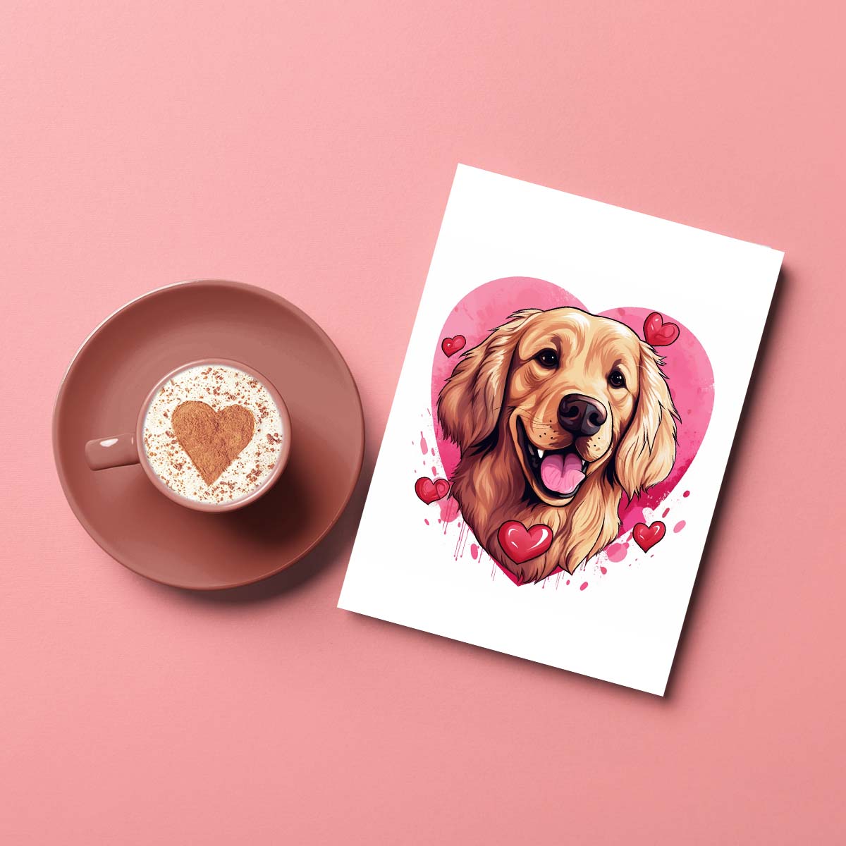 Cute Valentine Puppy Heart, Valentine Dog Canvas Print, Cute Golden Retriver Love Canvas Wall Art, Valentine's Dog Painting, Valentine's Canvas, Pet Lover, Valentines Gift