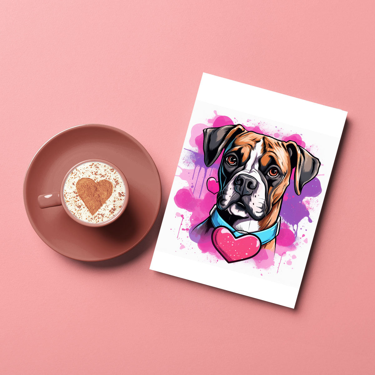 Cute Valentine Puppy Heart, Valentine Dog Canvas Print, Cute Boxer Love Canvas Wall Art, Valentine's Dog Painting, Valentine's Canvas, Pet Lover, Valentines Gift