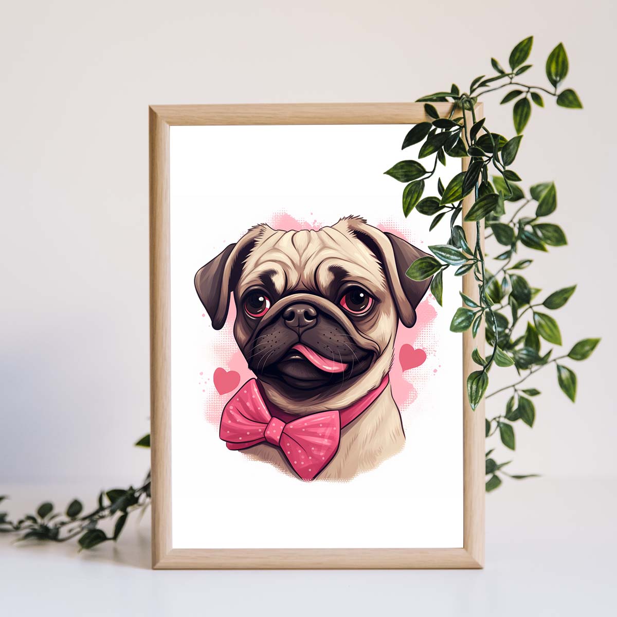 Cute Valentine Puppy Heart, Valentine Dog Canvas Print, Cute Pug Love Canvas Wall Art, Valentine's Dog Painting, Valentine's Canvas, Pet Lover, Valentines Gift