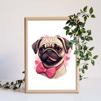 Thumbnail for Cute Valentine Puppy Heart, Valentine Dog Canvas Print, Cute Pug Love Canvas Wall Art, Valentine's Dog Painting, Valentine's Canvas, Pet Lover, Valentines Gift