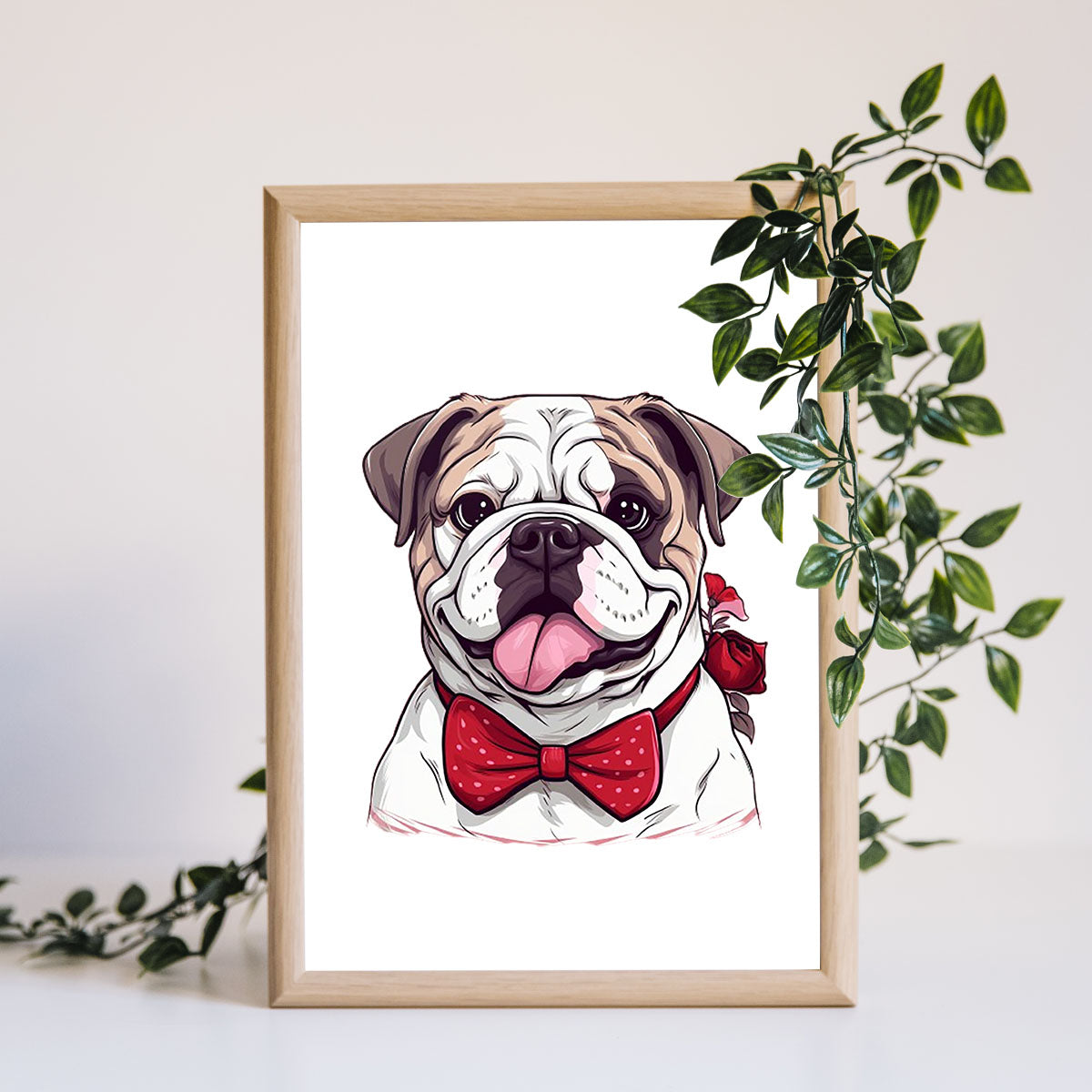 Cute Valentine Puppy Heart, Valentine Dog Canvas Print, Cute Bulldog Love Canvas Wall Art, Valentine's Dog Painting, Valentine's Canvas, Pet Lover, Valentines Gift