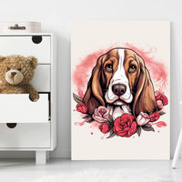 Thumbnail for Cute Valentine Puppy Heart, Valentine Dog Canvas Print, Cute Basset Hound Love Canvas Wall Art, Valentine's Dog Painting, Valentine's Canvas, Pet Lover, Valentines Gift