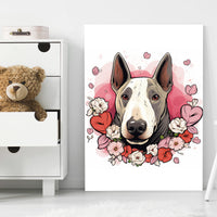 Thumbnail for Cute Valentine Puppy Heart, Valentine Dog Canvas Print, Cute Bull Terrier Love Canvas Wall Art, Valentine's Dog Painting, Valentine's Canvas, Pet Lover, Valentines Gift