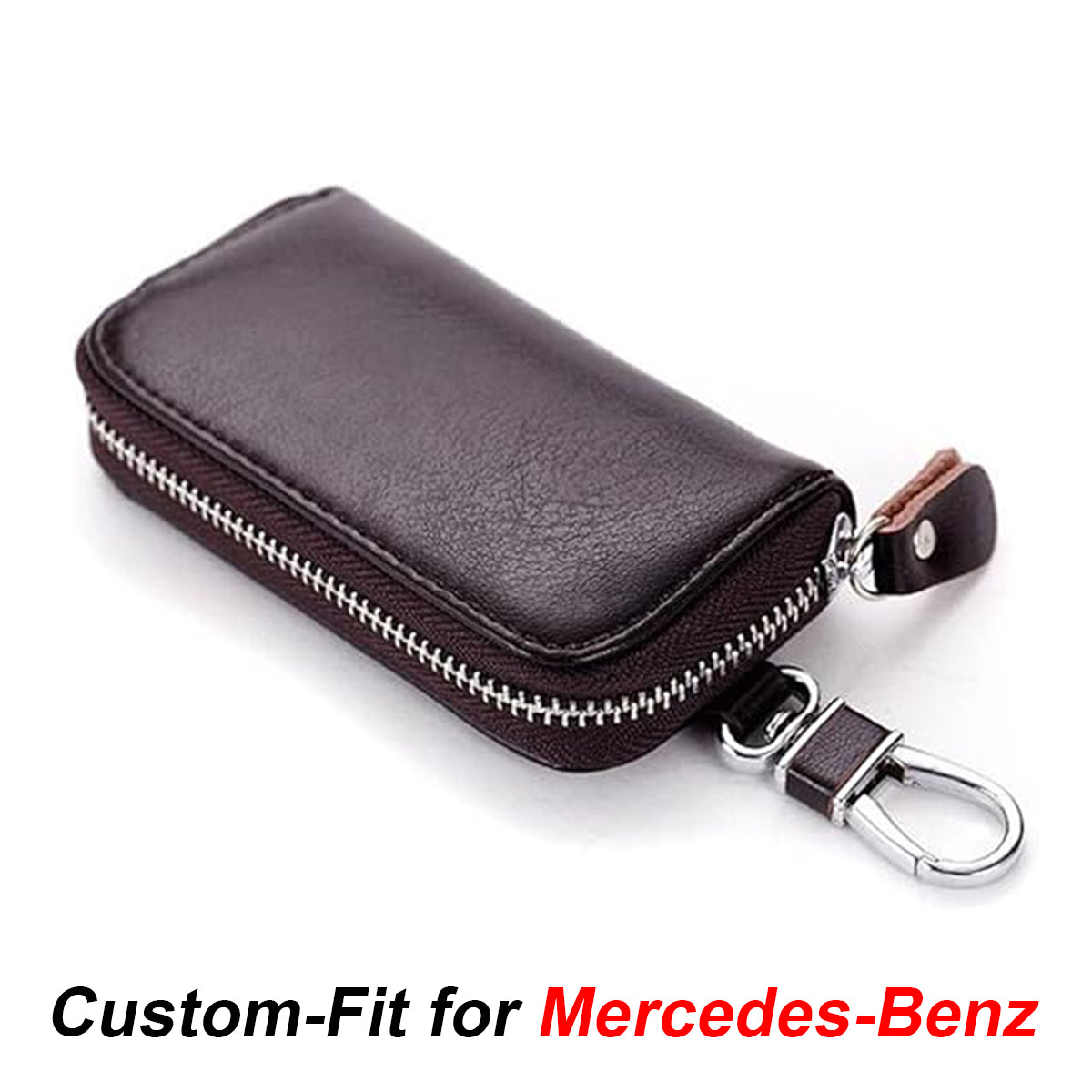 Car Key Cover, Custom For Your Cars, Genuine Leather Car Smart Key Chain Coin Holder Metal Hook and Keyring Wallet Zipper Bag, Car Accessories MB13989