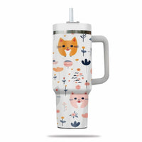 Thumbnail for Cute Cat Tumbler 40oz With Handle, Cat Pattern 40oz Tumbler, Cat Lover Tumbler 40oz, Stainless Steel Tumbler, Insulated Tumbler 05